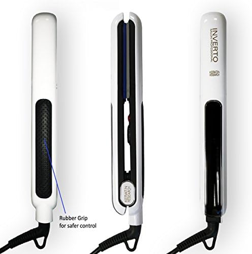 Inverto PRO 1" Ceramic Tourmaline , Titanium Plates Flat Iron Straightener Curler Thermal Pouch &amp; Euro Travel Adapter, Worldwide Dual Voltage 110v-220v 450°f for Keratin Treatments , Curling (White)