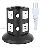 Vertical Power Strip, Lanshion Smart 6-Outlet Surge Protector with 4 USB Ports Charge Station 6.5 Feet Extension Cord Suitable for Home / Office(Black)
