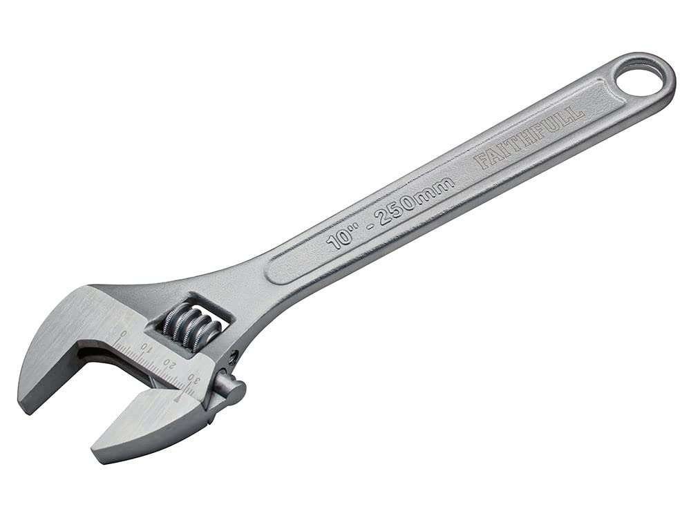 Faithfull FAIAS250MC Adjustable Chrome Spanner 250mm (10in) - 30mm Jaw Capacity