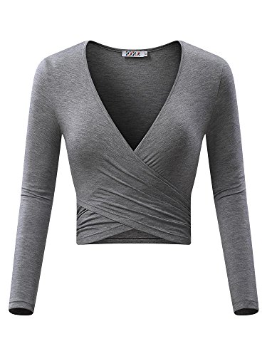 Kira women s deep v neck long sleeve unique cross wrap slim fit c…