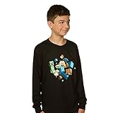 Minecraft Run Away! Glow in the Dark Boys 8-20 Long Sleeve Tee Black Medium/Youth