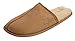J. Fiallo Mens Fleece Lined Velour Scuff House Slipper with Classy Imprinted Emblem (L (10-11), Camel)