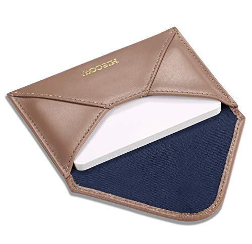HISCOW Envelope Business Card Case with Magnet Closure - Italian Calfskin (Apricot)