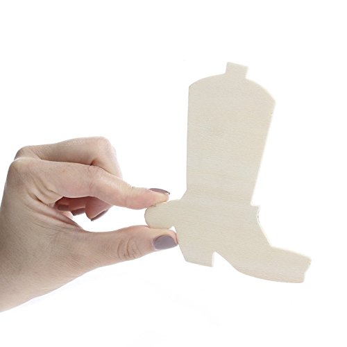 Factory Direct Craft Group of 24 Unfinished Wooden Cowboy Boot Cutouts for Kids Crafts, Embellishing and Creating