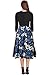 Floral Midi Dress Wear to Work 3/4 Sleeve Flare Dress with Pocket Mid Knee Length Blue Flower Medium