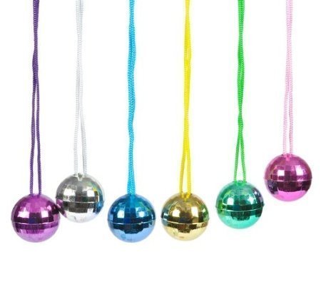 12 Plastic Disco Ball Assorted Colors Necklaces Party Favors