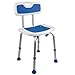 PCP Shower Chair Safety Seat, Stability Grip Traction, Portable Medical Senior Living Spa Recovery Support, Foam Padded, White/Blue