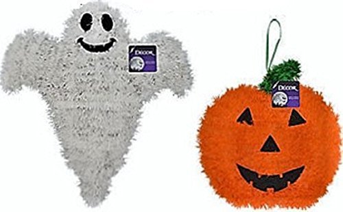Halloween Character Shaped Tinsel Decor Pumpkin and ghost Set by Halloween Character Shaped Tinsel Decor Bat And Spider Set