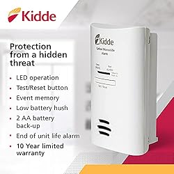 Kidde Carbon Monoxide Detector, Plug In Wall with