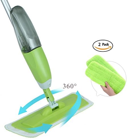Dollermy Spray Cleaning Mop /2 x Ultra Soft Microfibre Mop Pads (green)