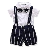 Ferenyi US Baby Boys Bowtie Gentleman Romper Jumpsuit Overalls Rompers (0-6 months, White)