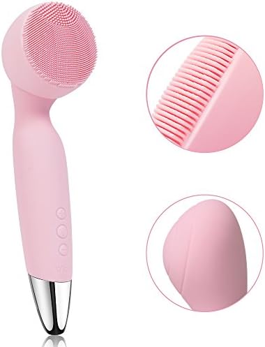 Viala Facial Brush Waterproof Body Facial Cleansing Brush 2-in-1 Multi-Function Portable Facial Skin Care Electric Wand Massager Deep Cleaning 4 Mode Face Cleaner Device(Pink)