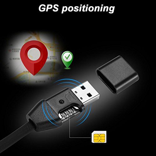 Sinfu GPS Tracker Micro USB Charger Cable GPS Locator Voice Listening GSM GPRS Real Time Tracking Device (Black)