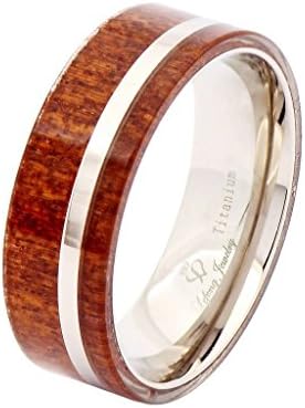 Lefeng Hawaii Koa Wood Inlay Titanium Wedding Bands 8mm Promise Engagement Rings, Size US14
