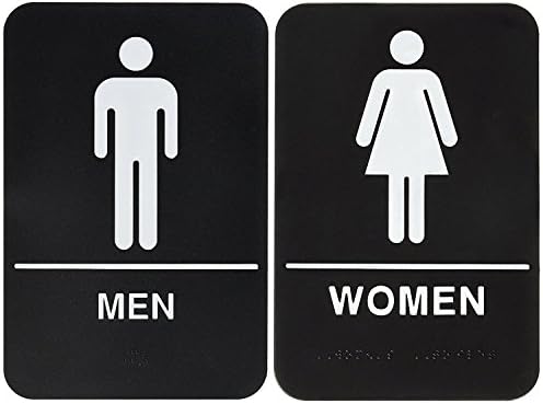 Bundle – 2 items: Men and Women Restroom Sign Black/White - ADA (Original Version)