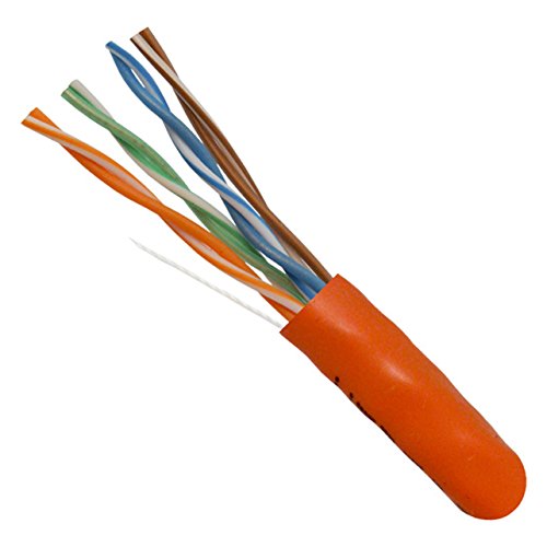 Vertical Cable Cat5e, 350 MHz, UTP, 24AWG, 8C Solid Bare Copper, 1000ft, Orange, Bulk Ethernet Cable