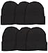 ToBeInStyle Men’s Pack of 6 Double Layered Winter Warm Basic Beanies - Black