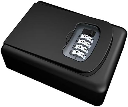 Key Lock Box Wall Mount, SALEM MASTER 4-Digit Combination Key Storage Lock Box for Outside House Key, Resettable Code Key Safety Storage Box Weatherproof with Mounting Kit (Black)