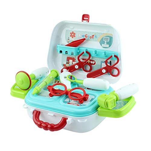 Karooch 15pcs Pretend Play Simulation Medical Equipment Shoulder Bag Set Mini Playset Dollhouse Children Doctor Role Play Toy for Kids Girls and Boys