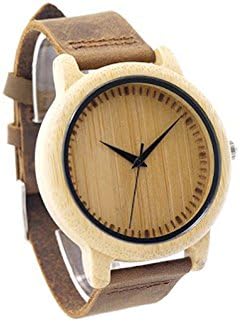 Modern Mens Solid Sandal Wood Watch with Bamboo Case