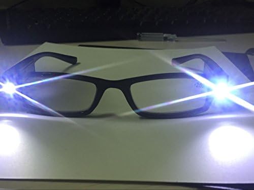 Fashion Design Optics Led Reading Glasses Light Glasses Oculos Degree Unisex Eyeglasses +1.0, +1.5, +2.0, +2.5, +3, +3.5, +4 (+2.0, BLACK)