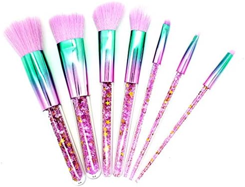 Ranvi 7 PCS Fashion Crystal Glitter Diamond Makeup Brushes Set Foundation Cosmetic Brush Tools with Bag - Gradient