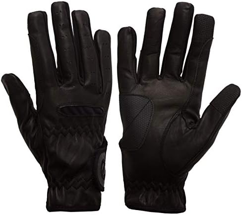 eGloveeQUEST GripPro - Leather Horse Riding Gloves - Hardwearing, Breathable and Grippy Real Leather - Synthetic Lycra comfort fit inserts - Touchscreen Gloves