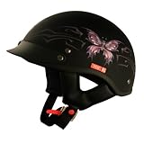 VCAN V531 Intricate Butterfly Flat Black XSmall Half Helmet