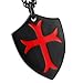 HZMAN Knights Templar Cross Joshua 1:9 Shield Stainless Steel Pendant Necklace with 22+2 inch Chain