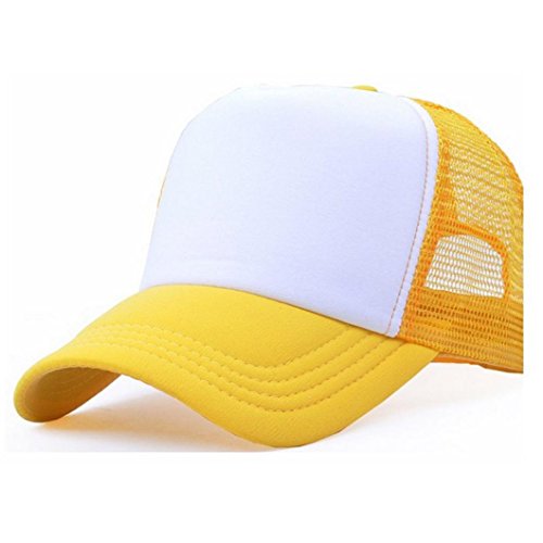 Caps, Toraway 2016 Fashion Mesh Baseball Cap Hat Blank Curved Visor Hat Adjustable (Yellow)