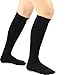 TeeHee Microfiber Compression Knee High Socks with Rib 3-Pack (Medium (9-11), Black)