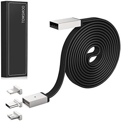 Tomsmoo 5th Generation 3 in 1 Micro USB Lightning USB-C Type-C Magnetic Charging and Data Transfer Cable ,for IOS Iphone8/8+ Ipod Ipad for Android Kindle Samsung HUAWEI Oneplus Pixel(3.3ft 2.1A Black)