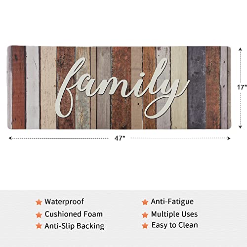 EVERGRACE Farmhouse Kitchen Floor Mat 17 x 47 inch, Family Theme Anti