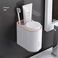 ERGOUZI Wall Toothbrush Holder, Bathroom Toothbrush Holder Kids Toothbrush Holder Inverted Magnetic Cup, Environmentally Friendly ABS Material, No Need to Punch The Toothbrush Holder,Pink