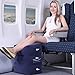 Travel Bread Travel Foot Rest Pillow, 3 Levels Adjustable Height Inflatable Travel Leg Rest Pillow for Foot Rest on Airplane, Car, Train, Office, Travel Pillow for Kids to Sleep on Long Flights (Blue)