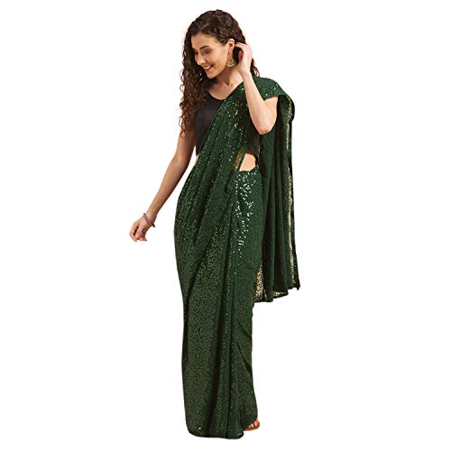 Womanista-Georgette-with-Blouse-Piece-Saree-TI1440Dark-GreenOneSize