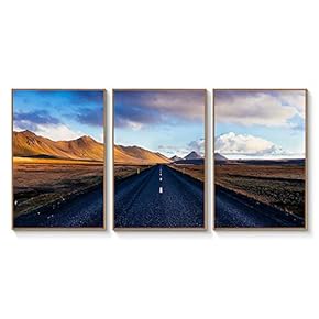 Floating Framed Canvas Wall Art for Living Room, Bedroom Landscape Gorge Mountain River Grassland Canvas Prints for Home Decoration Ready to Hang - 16"x24"x3 Panels