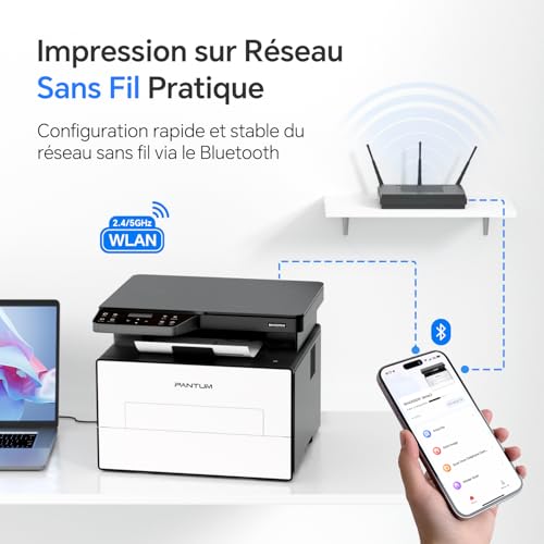 PANTUM BM4209DW Multifunction Laser Printer Copier Scanner, Black and White, Automatic Duplex Printing, Anti-Jam, USB & Wi-Fi, Airprint/Mopria APP
