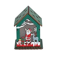 Qisc-Decor Christmas Tree Hanging Ornaments, LED Light Wooden Hanging Ornaments for Christmas Holiday