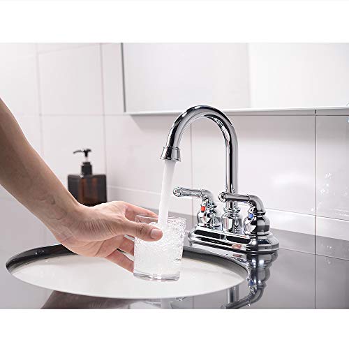 VCCUCINE Modern Contemporary Lead-free Two Handles 4" centerset Bathroom Faucet, Lavatory Vanity Utility Laundry Faucet Chrome Finish