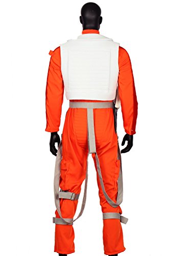 Poe Dameron Costume Orange Jumpsuit for Mens Halloween Cosplay Pilot Flight Suit Male M