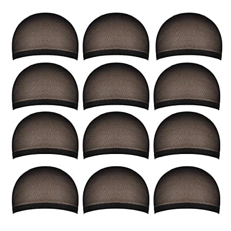 12 pcs Wig Caps for Man and Woman, Nylon Wig Caps Made of Stretchy & Thin Stocking Fabric, Close End, One Size Fits all (Black)