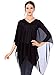 Simplicity Women's Sheer Chiffon Caftan Wrap Poncho Tunic Top,Black
