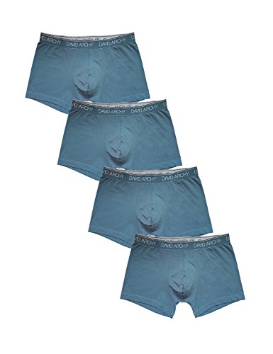 David Archy Men's 4 Pack Ultra Soft Modal Cotton Underwear Trunks(XL,Blue)