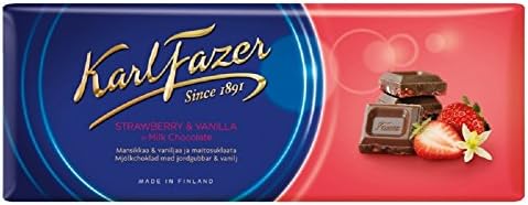 Karl Fazer Blue Strawberry & Vanilla - Original - Finnish - Milk Chocolate - Bar 190g