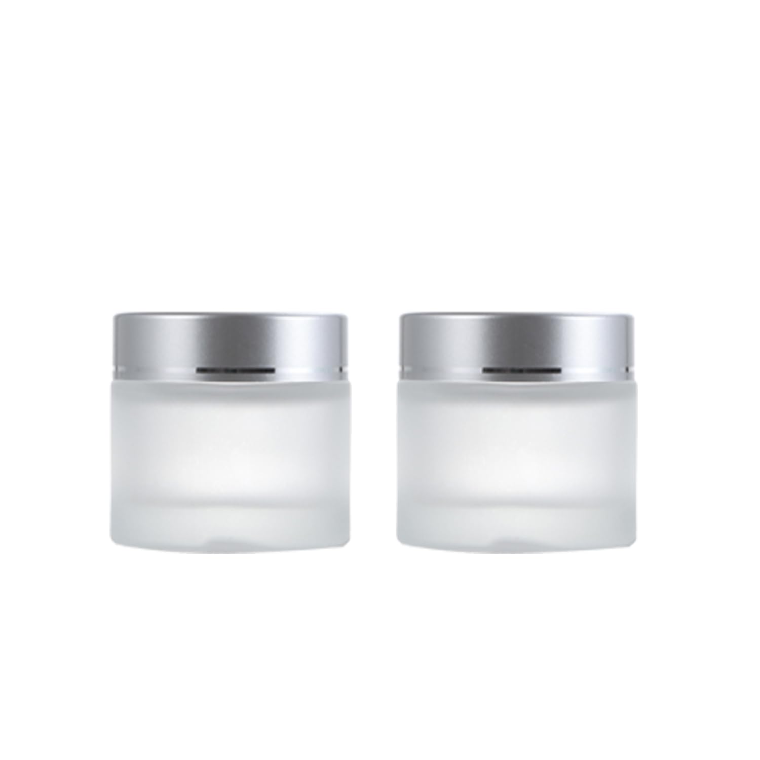 Photo 1 of 2 Pack 60ml/2Oz Frosted Glass Cream Jars with Silver Lids Empty Face Cream Containers Refillable Cosmetic Jars for Skincare, Body Butter, Lotion, Masks