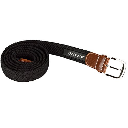 Drizzte Mens 59'' Plus Size Big & Tall Elastic Fabric Braided Belt Black