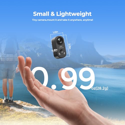 4K 30fps Sports Camera & Mini Motorcycle Cameras - EIS Stabilization, Magnetic Mount, 64GB Card Included, 150° Wide Angle - Vlog Thumb Camera with 1800mAh Charging Case for TikTok/Travel/POV