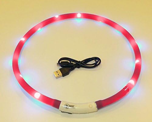 Acmys - LED Dog Collar Light Up Night Safety Collar for Small Medium Large Dogs, Waterproof, USB Rechargeable, Resizable, Blue Green Pink Red Colors (red)
