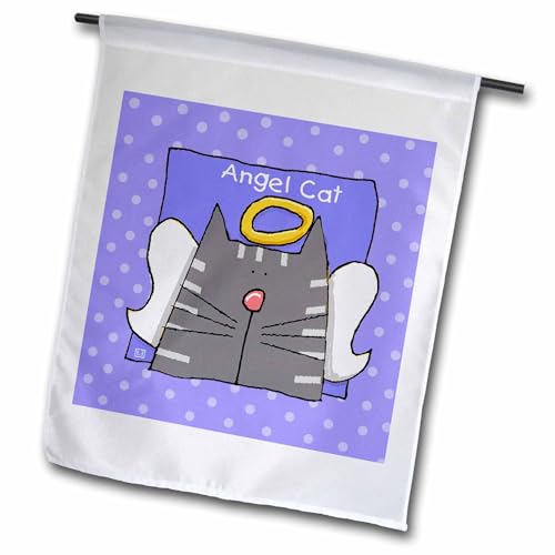 3dRose fl_36661_1 Angel Gray Tabby Cat Cute Cartoon Pet Loss Memorial Garden Fl…
